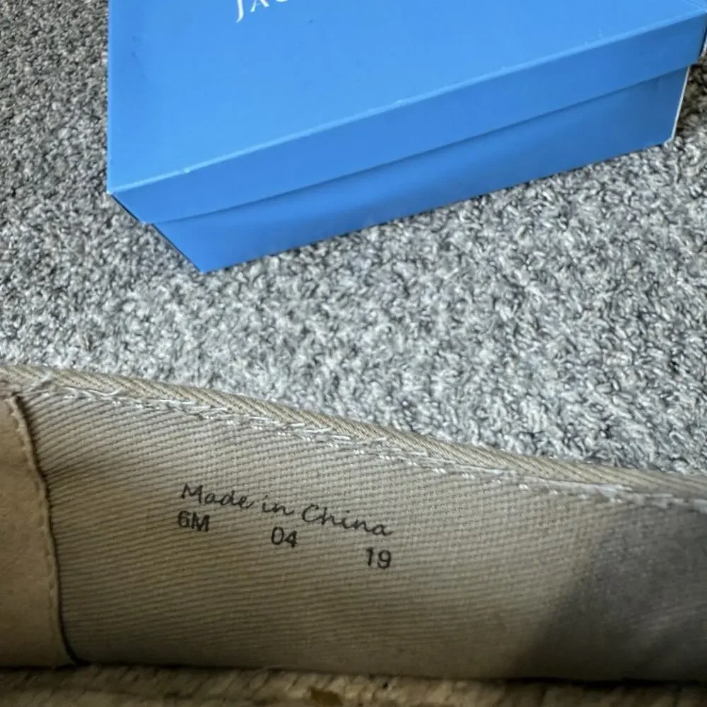 Jack Rogers Luna Suede Espadrilles Platform Shoe Slip On 6 M Sand Tan New